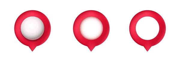 Three red speech bubbles with varied fillings and borders in a row vector