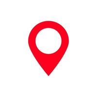 Bright red location pin icon for maps and navigation on digital devices and applications vector
