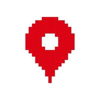 Red pixelated balloon with white square center in retro game style design vector