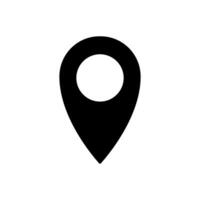 Simple black map marker icon showing a classic location pin design vector
