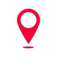 Red location pin icon with circular center for maps or gps navigation vector