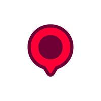Red and pink map location pin with circular center for navigation and mapping apps vector