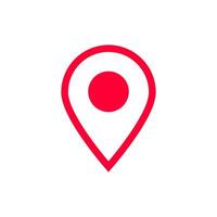 Red location pin icon indicating position or destination on map or digital interface vector