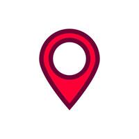 Simple red and pink map marker icon with white circle center for location and navigation vector