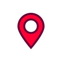 Red location pin symbol representing navigation and geographical points on maps vector