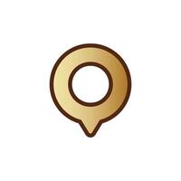 Simple gold and brown location pin icon with circular center design vector