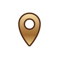 Brown location pin icon with circular design and gradient shading on hexagonal layout vector