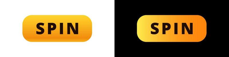 Bright yellow spin button with bold black text on smooth rounded rectangle shape vector