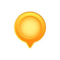Bright yellow map pin icon with gradient design and smooth circular shape for location marking vector