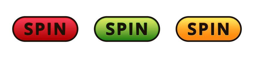 Red, green, and yellow spin buttons displayed in a simple linear arrangement vector