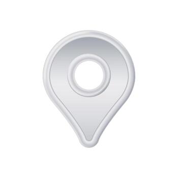 Metallic location pin icon for maps and navigation in digital applications and interfaces vector
