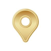 Golden location marker icon with smooth circular center and elegant metallic finish design vector
