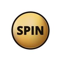 Gold circle button with the word spin in bold black font on the front vector