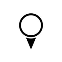 Location icon with circle and pointed tip represents map marker or navigation symbol vector