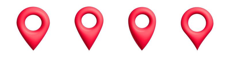 Four red location markers in a horizontal row indicate pins for map or directional use vector