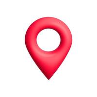 Bright red location pin icon with a smooth circular center and pointed bottom vector