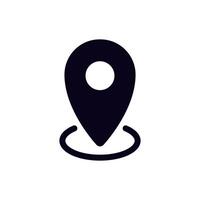 Location pin simple geometric design icon with circular base and single dot in center vector