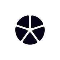 Black five-section circular shape resembling camera aperture or modern icon vector