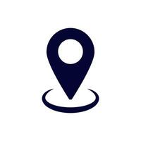 Simple map marker icon with rounded point design in solid black color vector