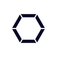 Abstract hexagon symbol with minimalist dark bold geometric shape design vector