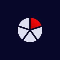 Colorful pie chart with one red segment and four gray segments in a circular design vector