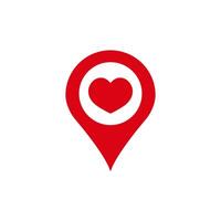Red location pin with heart design symbolizing love and connection vector