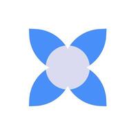 Four blue petals forming an abstract flower shape with central circular design vector