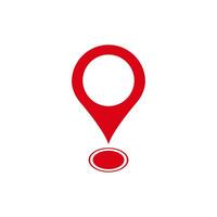 Simple red location pin icon with circular outline vector