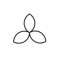 Minimalistic black line triquetra symbol featuring three interlocking ovals in simple design vector