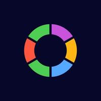Colorful circular chart with five segments in bright vibrant tones vector