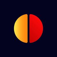 Minimalist design of half yellow and red circle symbol vector