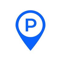 Blue parking marker icon with indicates parking location and navigation point vector