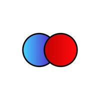 Overlapping blue circle and red circle with bold outlines vector