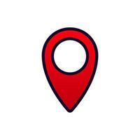 Red map pin icon with circular cutout indicates a location or destination on maps vector