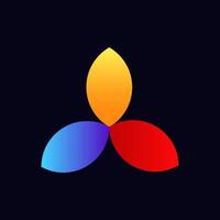 Symmetrical logo with three overlapping petals in yellow, blue, and red vector