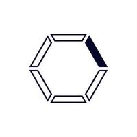 Clean geometric shape with bold lines creating a hexagonal design in simple black outline vector