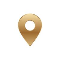 Golden location marker design with circular hole for navigation and map applications vector