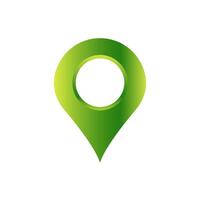 Green location pin graphic with gradient design and circular cutout in center vector