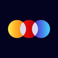 Three overlapping circles in primary and secondary color spectrum design vector