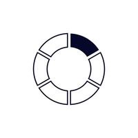 A pie chart with a black center on a white background vector