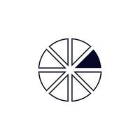 Simple circular icon with six segments and one darkened triangular section vector