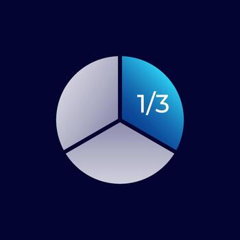 Pie chart with one third highlighted in blue segment on simple design vector
