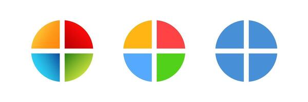 Colorful circular logos with cross design in different color combinations and variations vector