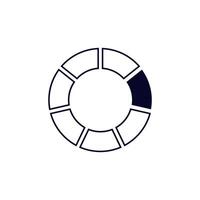 Minimalistic circular shape with five segments and contrasting color highlight vector