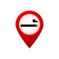 Red location pin with smoking symbol for no smoking zone or designated smoking area vector