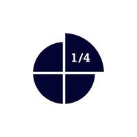 Circular chart with quarter section highlighted in white for easy comparison vector