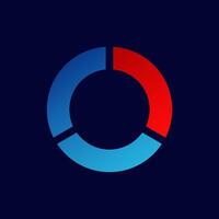 Colorful circular diagram with red and blue segments on dark vector