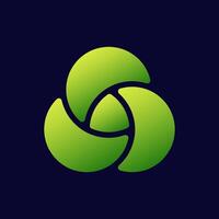 Modern green logo design with three interlocking curved shapes in circular arrangement vector