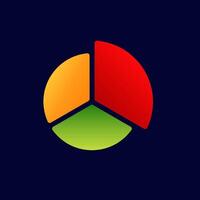 Colorful circular chart with three distinct segments in yellow red and green vector