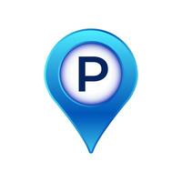 Blue parking location icon with letter p for navigation and maps vector